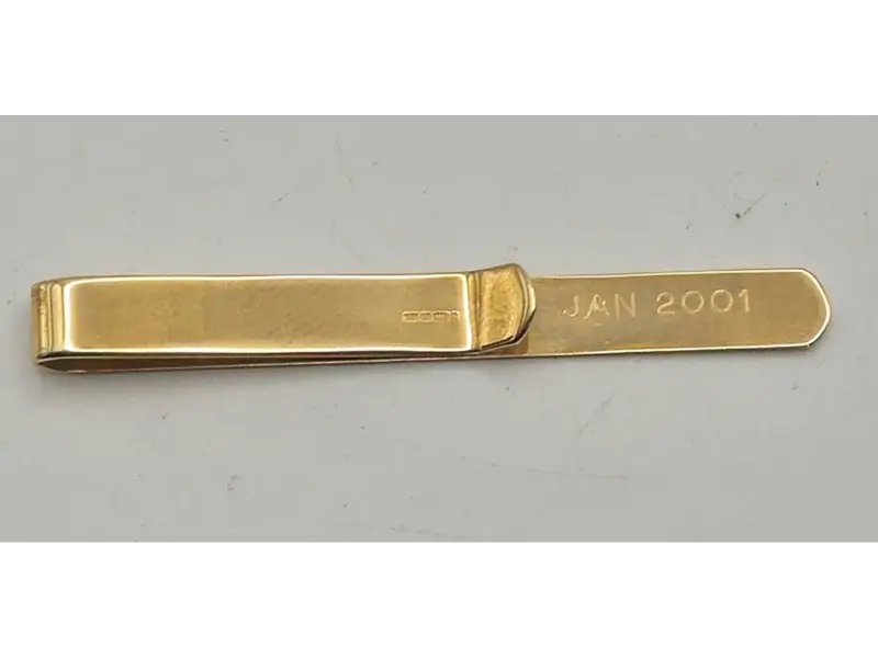 Vintage 9ct gold tie clip, 4mm hallmarked, 3.61g, classic men’s accessory