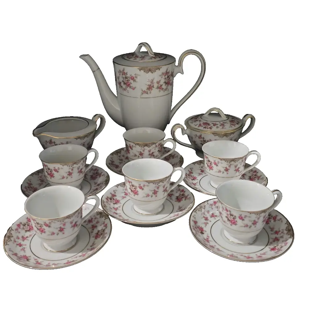 Front view of Vintage Japan-Made Tea Set for Six People (14-Piece) for Dinnerware Sets style