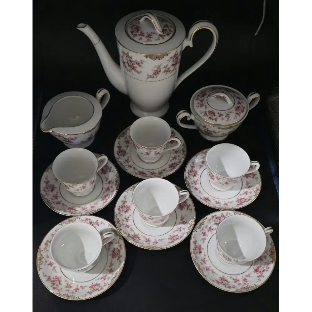 Top view of Vintage Japan-Made Tea Set showcasing iridescent finish