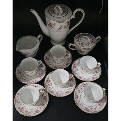 Top view of Vintage Japan-Made Tea Set showcasing iridescent finish