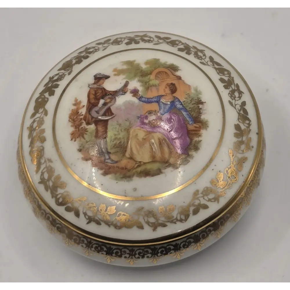 Limoges France Vintage Trinket Box – Hand-Painted Floral, Paris Style Gold from our Antique & Vintage Collection