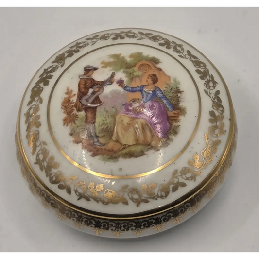 Limoges France Vintage Trinket Box – Hand-Painted Floral, Paris Style Gold from our Antique & Vintage Collection