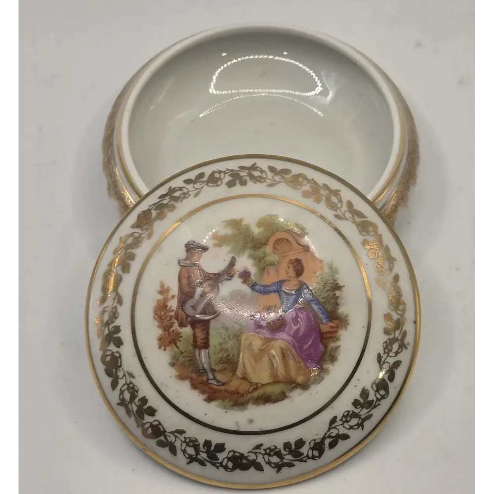 Limoges France Vintage Trinket Box – Hand-Painted Floral, Paris Style Gold