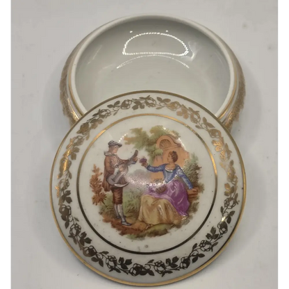Limoges France Vintage Trinket Box – Hand-Painted Floral, Paris Style Gold