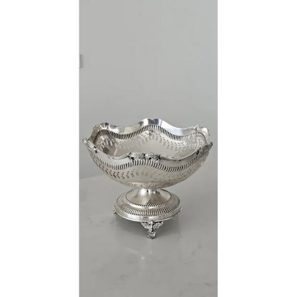 Vintage EPNS silver-plated footed fruit bowl with ornate pierced metalwork from our Antique & Vintage Collection