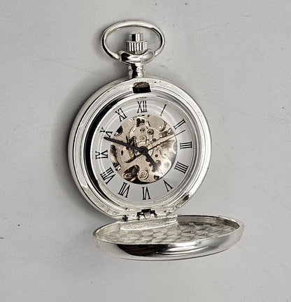 Silver pocket watch with open face 