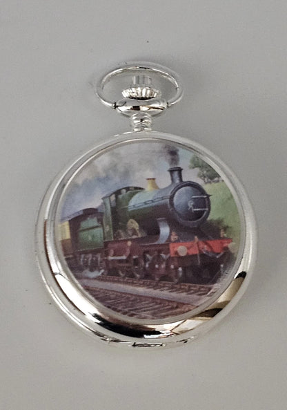 Pocket watch with a train design