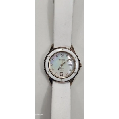 White wristwatch with a silver case