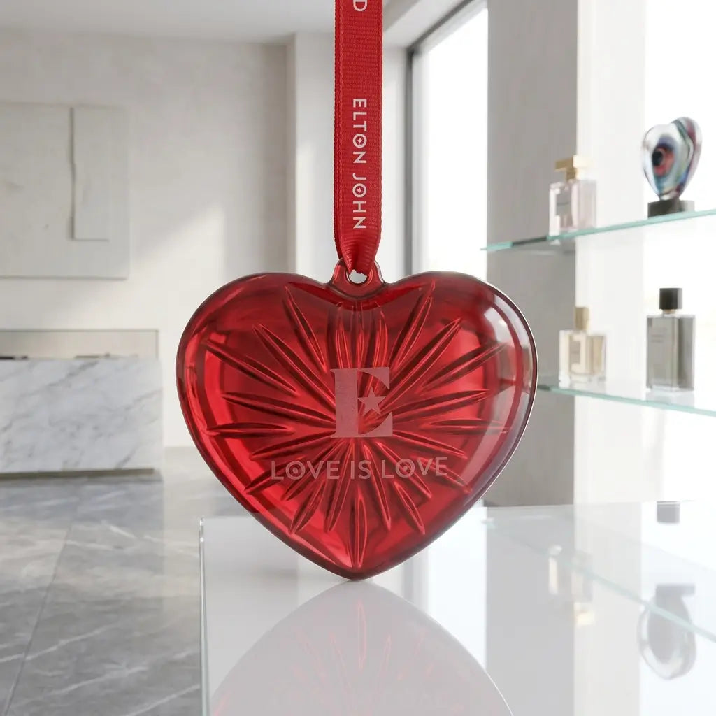Waterford x Elton John AIDS Foundation Red Heart Crystal Ornament