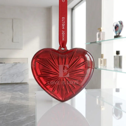 Waterford x Elton John AIDS Foundation Red Heart Crystal Ornament
