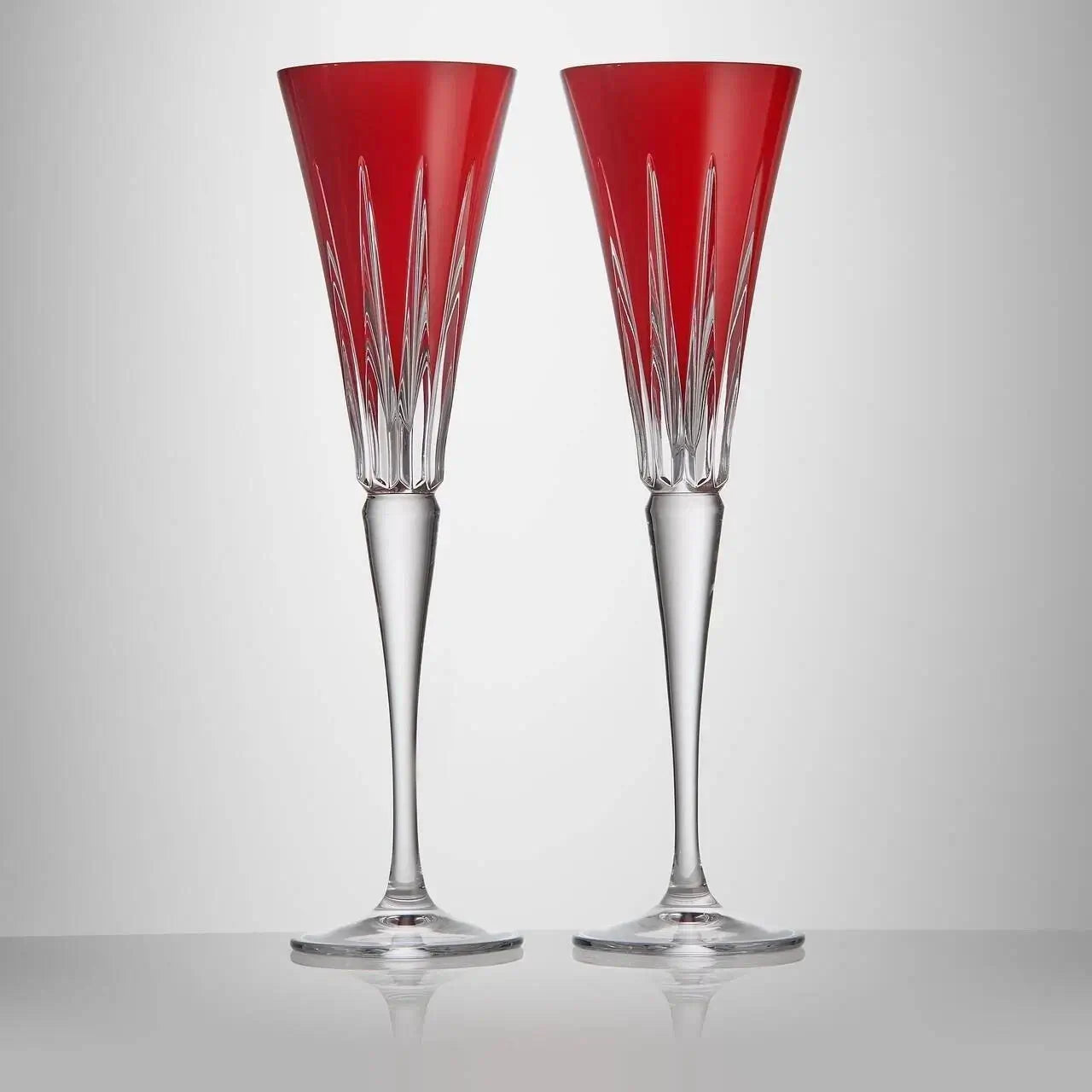 Waterford Luxury Ruby Red Crystal Flutes with Signature Etching - New Year Pair  from our tableware collection