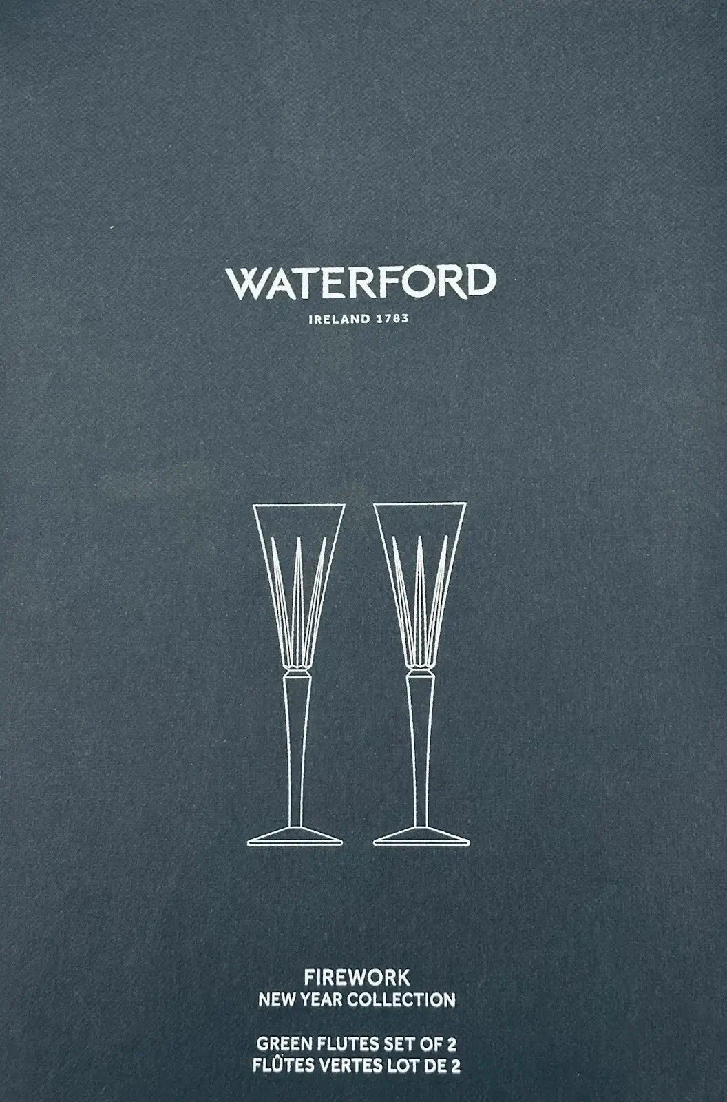 Advertisement for Waterford glasses on a dark blue background