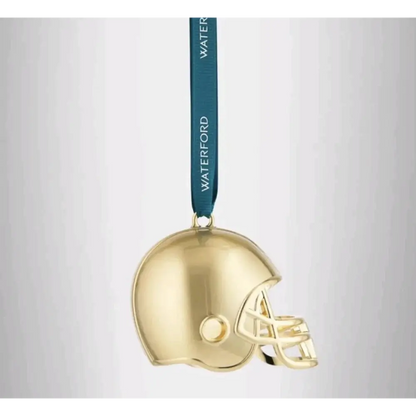 Gold football helmet ornament with Waterford tag