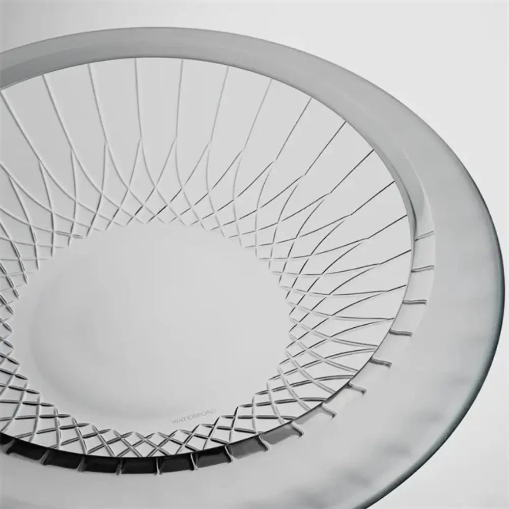 Close-up Waterford Lismore Arcus Low Bowl 30cm - Detailed Contemporary Arched Crystal Cuts