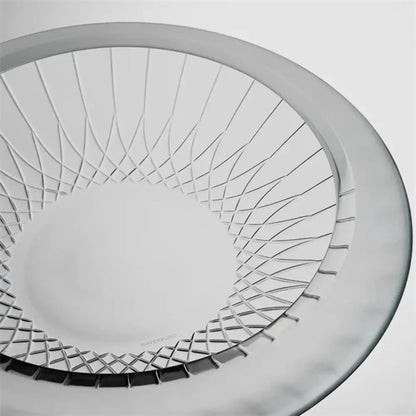 Close-up Waterford Lismore Arcus Low Bowl 30cm - Detailed Contemporary Arched Crystal Cuts