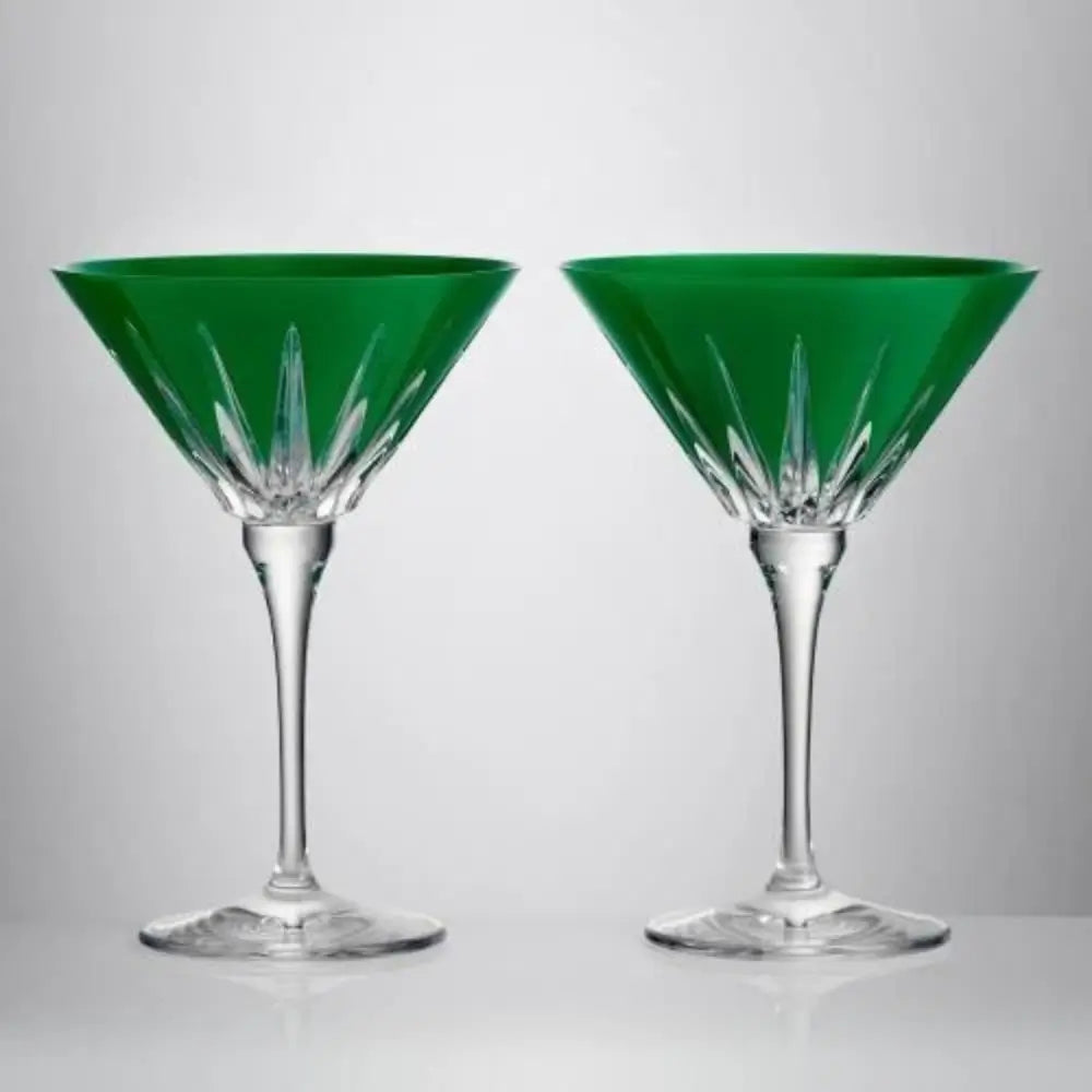 Waterford New Year Martini Firework Glasses set of 2 green crystal
 for special occasions