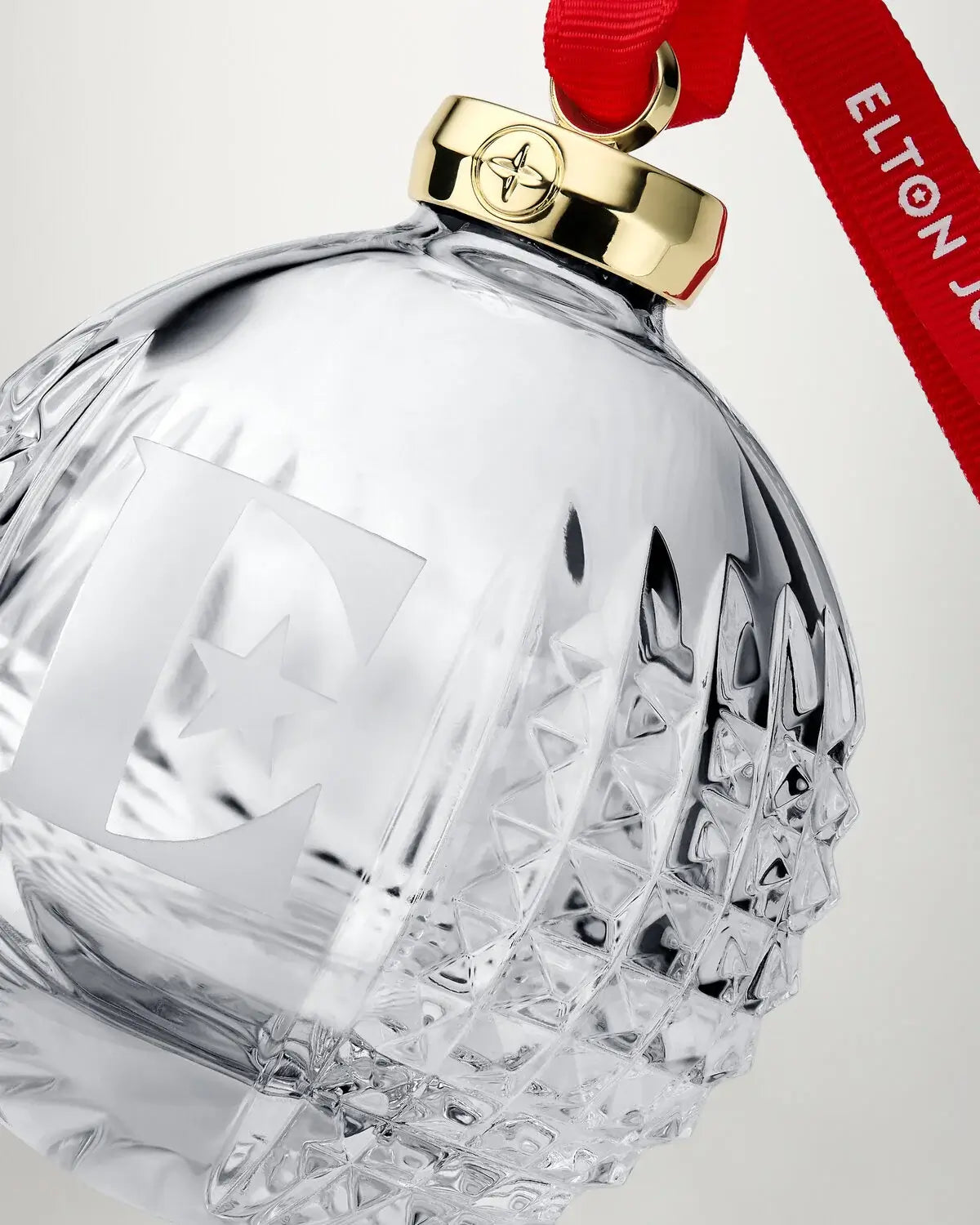Stud-cut crystal Elton John disco ball ornament with golden topper