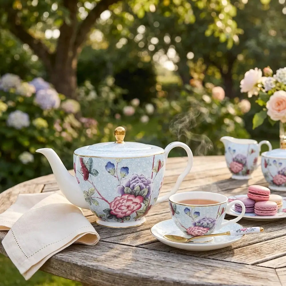 Wedgwood Cuckoo Large Teapot with matching teacup and saucer