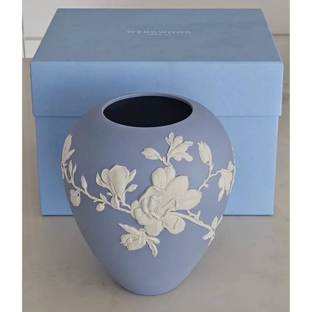 Wedgwood Magnolia Blossom Blue Jasperware Bud Vase 18cm - Thumbnail 3
