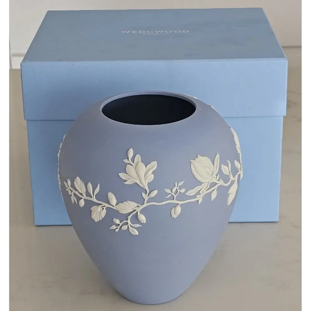 Wedgwood Magnolia Blossom Blue Jasperware Bud Vase 18cm - Thumbnail 4