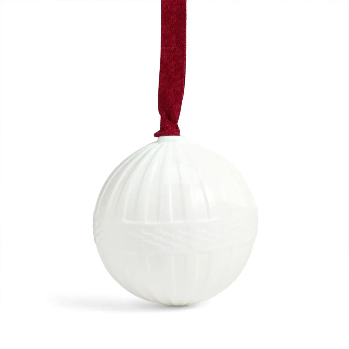 Wedgwood fluted ornament with red ribbon