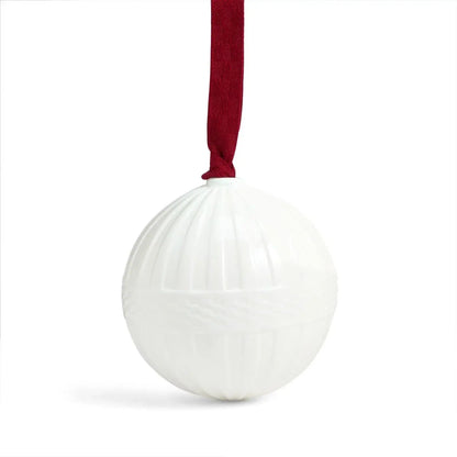 Wedgwood fluted ornament with red ribbon