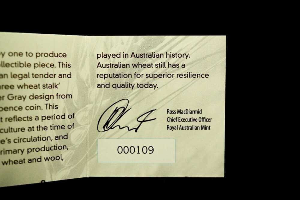 Wheat Sheaf Dollar 2012 $10 gold proof coin certificate of authenticity numbered 000109