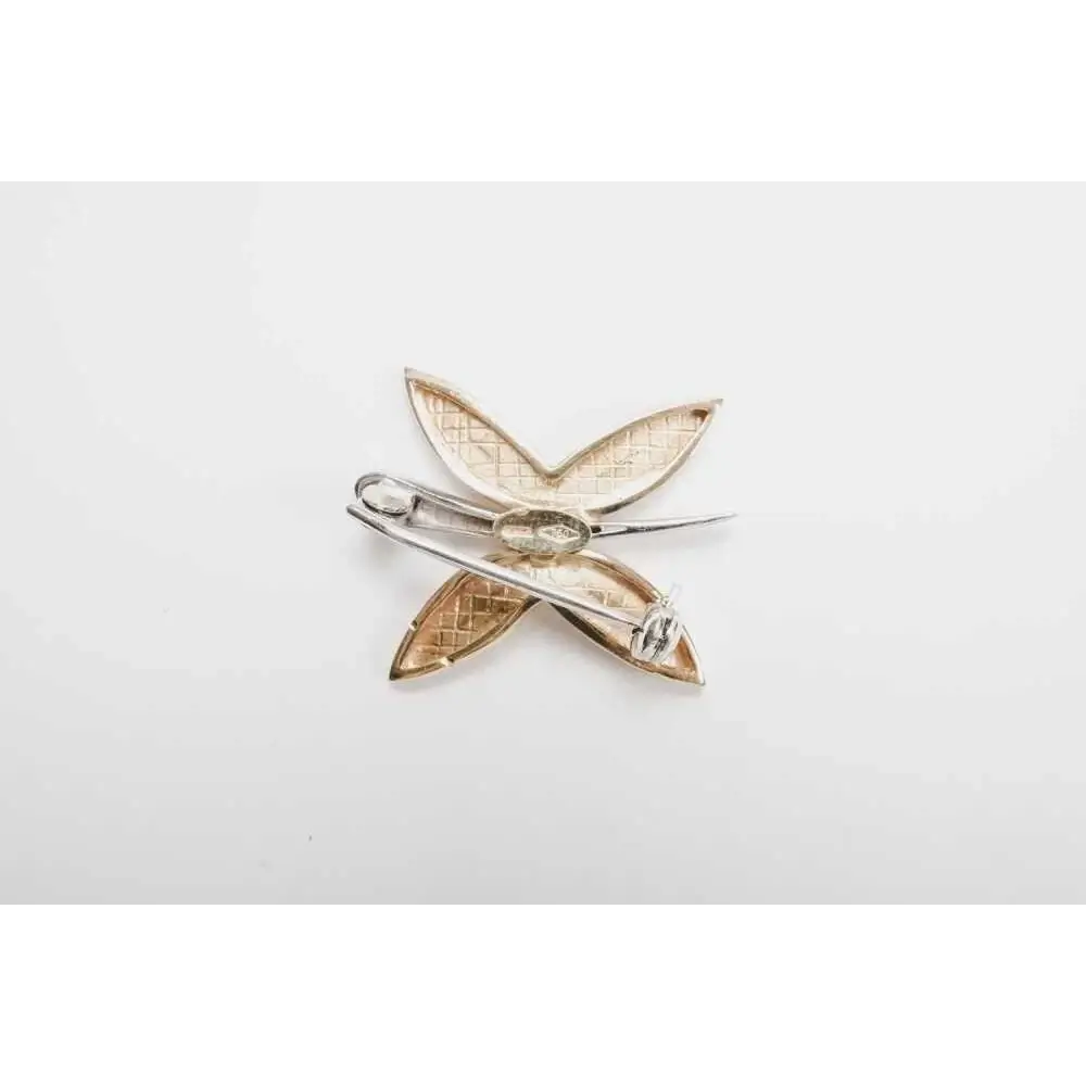 18ct Yellow and White Gold Dragonfly Brooch - Italian Craftsmanship
