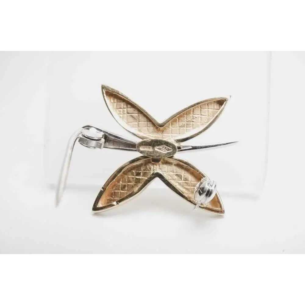 Detailed Italian Craftsmanship on 18ct Gold Dragonfly Brooch Wings