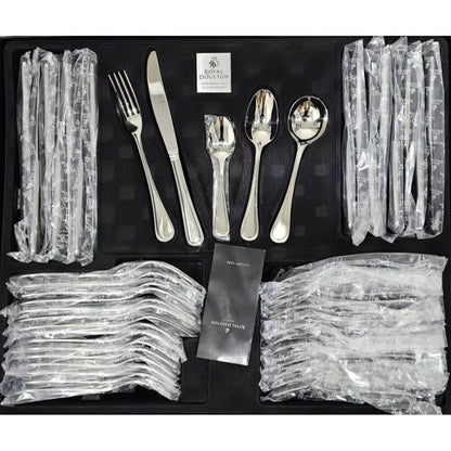 Set of silver cutlery with packaging