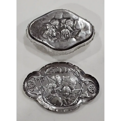 Detailed Repoussé Silver Work of Chorus of Angels Cherub Motif on 58g Dish