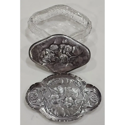 13x9x3 cm Crystal Box with Sterling Silver Lid - Total Weight 190g