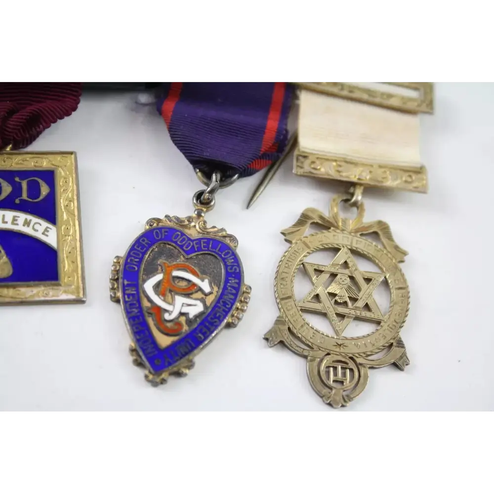 Antique sterling silver enamelled Masonic charity jewel featuring West Lancashire and Ancient Order of Druids designs