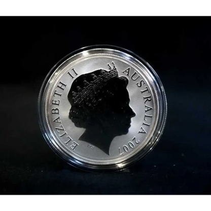 Queen Elizabeth II effigy on 2007 Australian silver dollar coin
