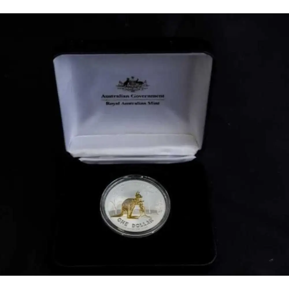 Kangaroo silver coin with original presentation box

