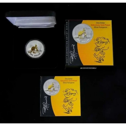 Kangaroo 1oz Pure 9999 Silver Coin 2007 – Selectively Gold Plated