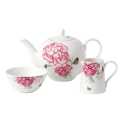 Tea set with pink floral design 
