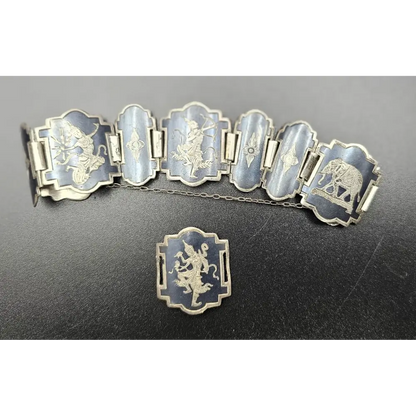 Decorative silver bracelet with intricate designs