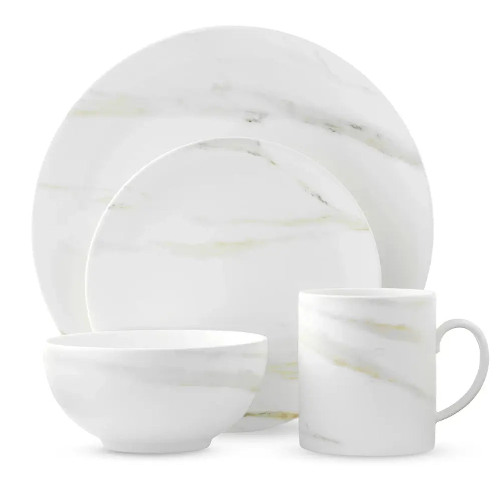 Wedgwood Vera Wang Venato Imperial 4-piece place setting - dinner plate, side plate, bowl and mug